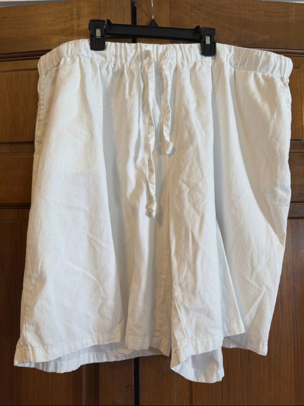 Woman Within White Elastic Drawstring Lightweight Shorts